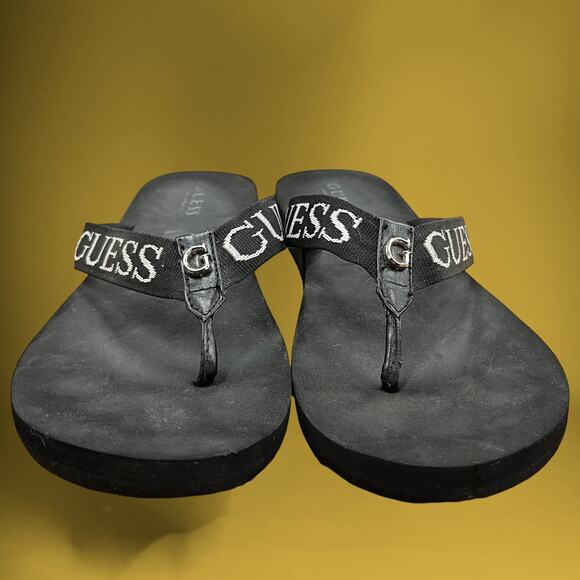 Guess Flip Flops Sz 10.5-11 (11") Preppy Metal G Thongs Beach Core Vacation Goth - Picture 2 of 8